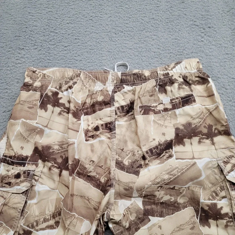 Reel Legends Shorts Mens XL Yellow Brown Swim Trunks Palm Fishing Outdoor Casual